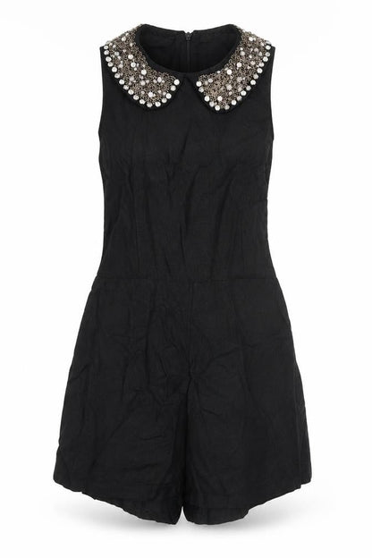 Topshop Womens Black  Viscose Playsuit One-Piece Size 8 L3 in Zip
