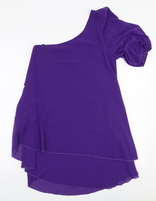 TFNC London Womens Purple  Polyester A-Line  Size S  One Shoulder Pullover