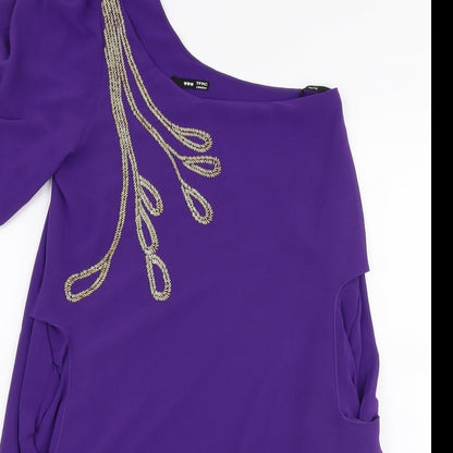 TFNC London Womens Purple  Polyester A-Line  Size S  One Shoulder Pullover