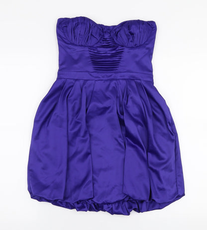 Lipsy Womens Blue  Polyester Skater Dress  Size 10  Sweetheart Zip