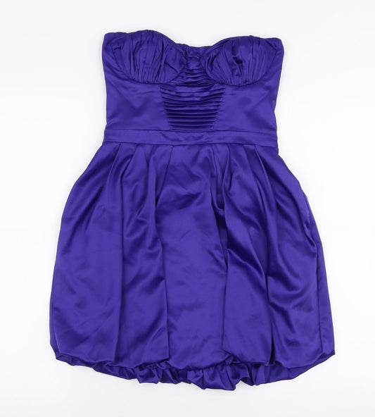 Lipsy Womens Blue  Polyester Skater Dress  Size 10  Sweetheart Zip
