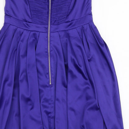 Lipsy Womens Blue  Polyester Skater Dress  Size 10  Sweetheart Zip