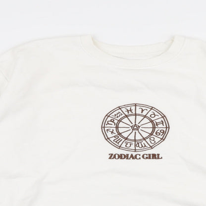 Threadble Womens White  Cotton Pullover Sweatshirt Size 8  Pullover - Zodiac