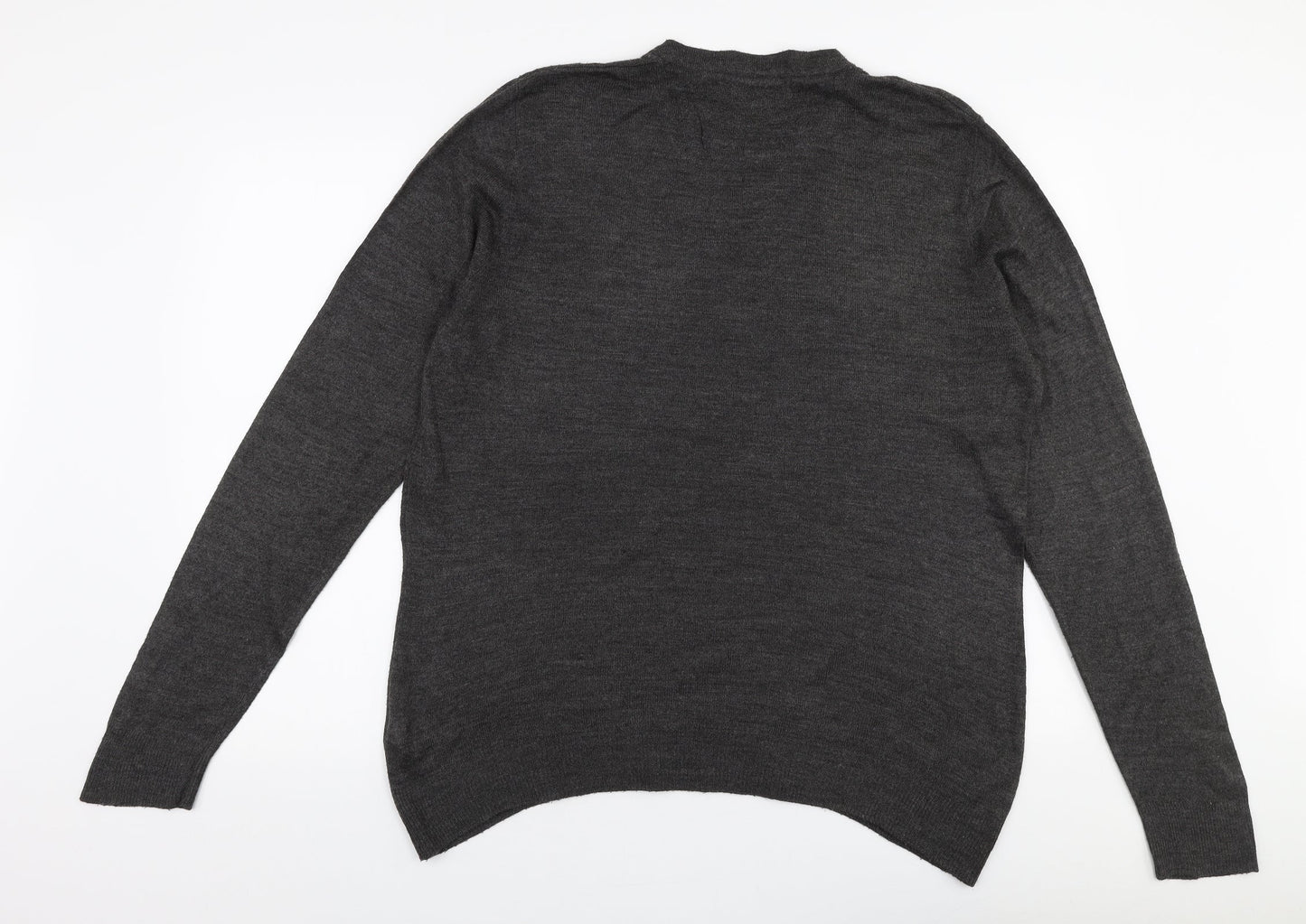 TU Mens Grey Round Neck  Acrylic Pullover Jumper Size M