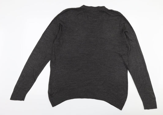 TU Mens Grey Round Neck  Acrylic Pullover Jumper Size M