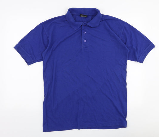 Orn Mens Blue  Polyester  Polo Size M Collared Button