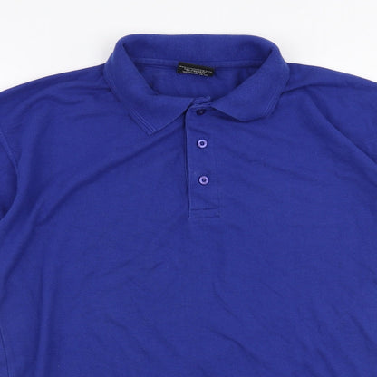 Orn Mens Blue  Polyester  Polo Size M Collared Button