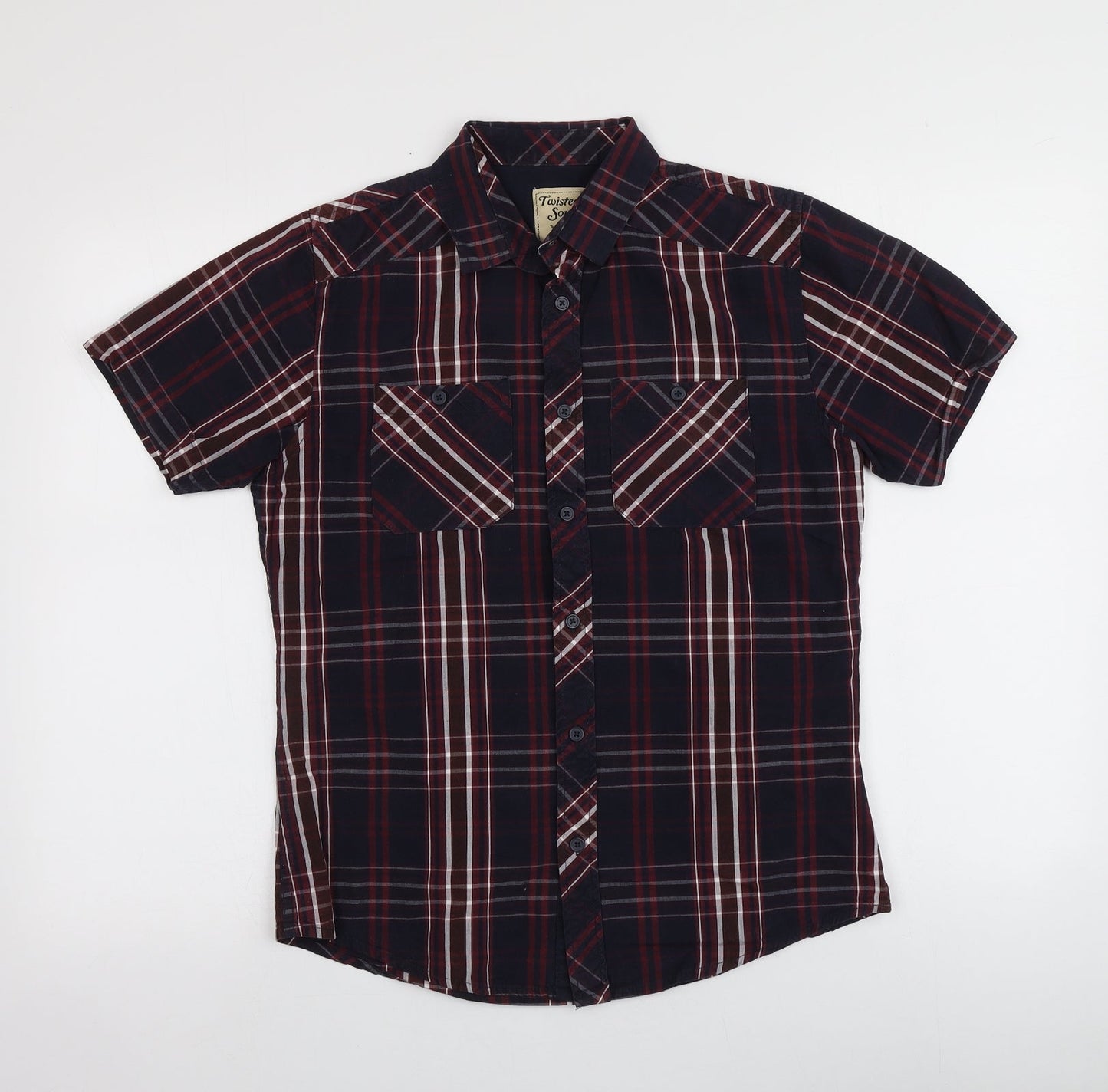 Mens UK Size S Twisted Soul Multicoloured  Button-Up Short Sleeve Casual Shirt