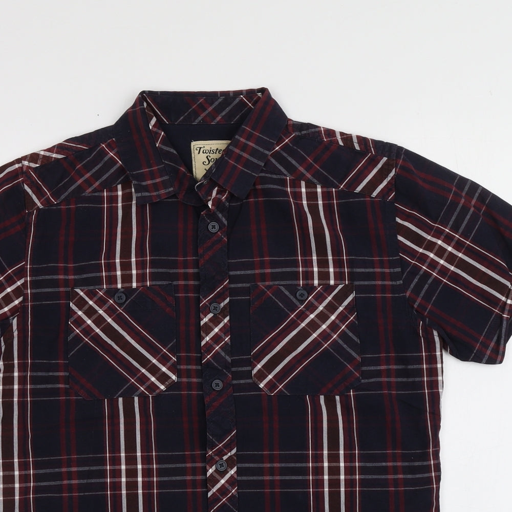 Mens UK Size S Twisted Soul Multicoloured  Button-Up Short Sleeve Casual Shirt