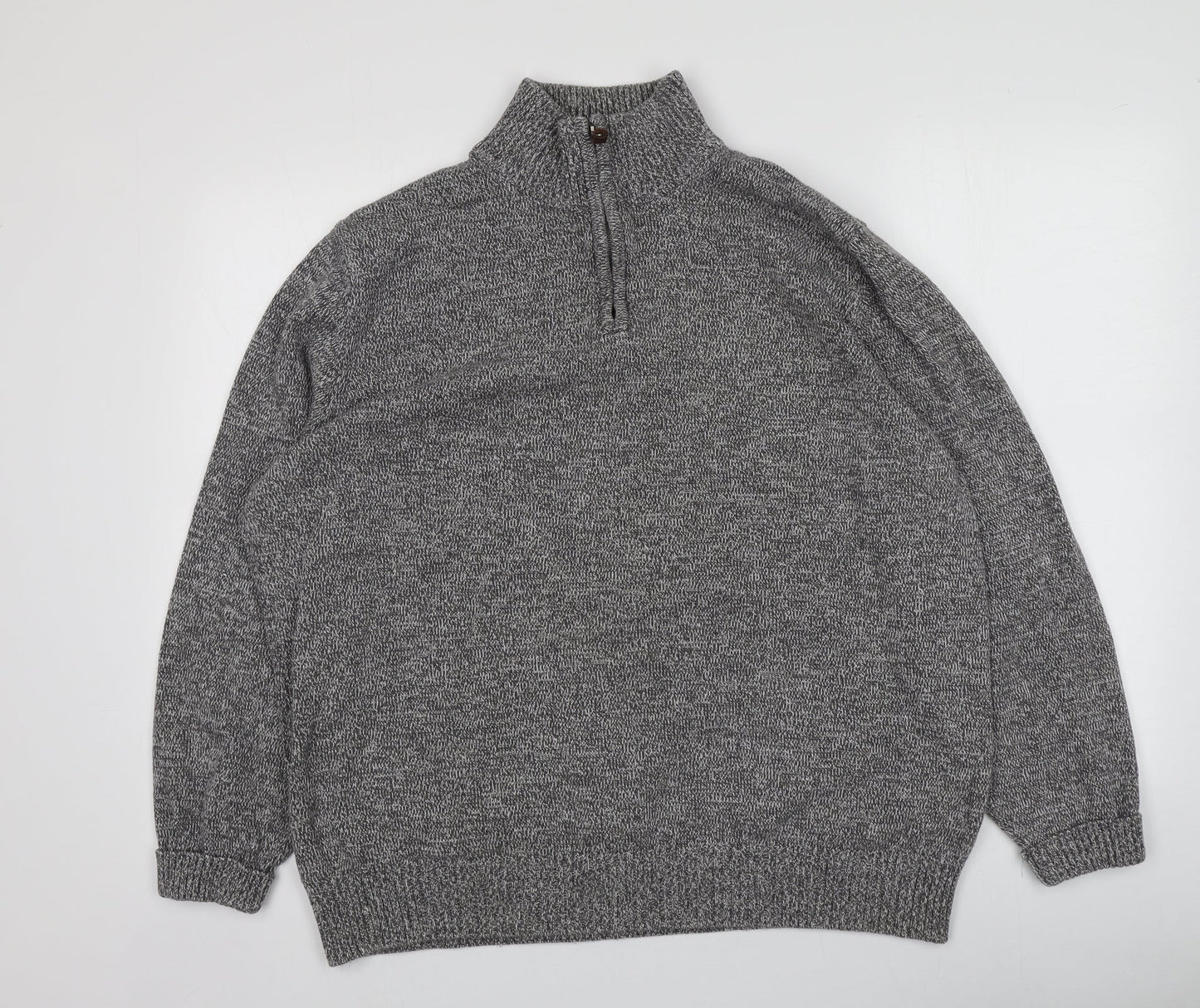 TU Mens Grey High Neck  Cotton Pullover Jumper