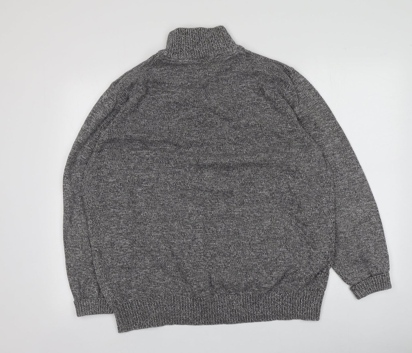 TU Mens Grey High Neck  Cotton Pullover Jumper