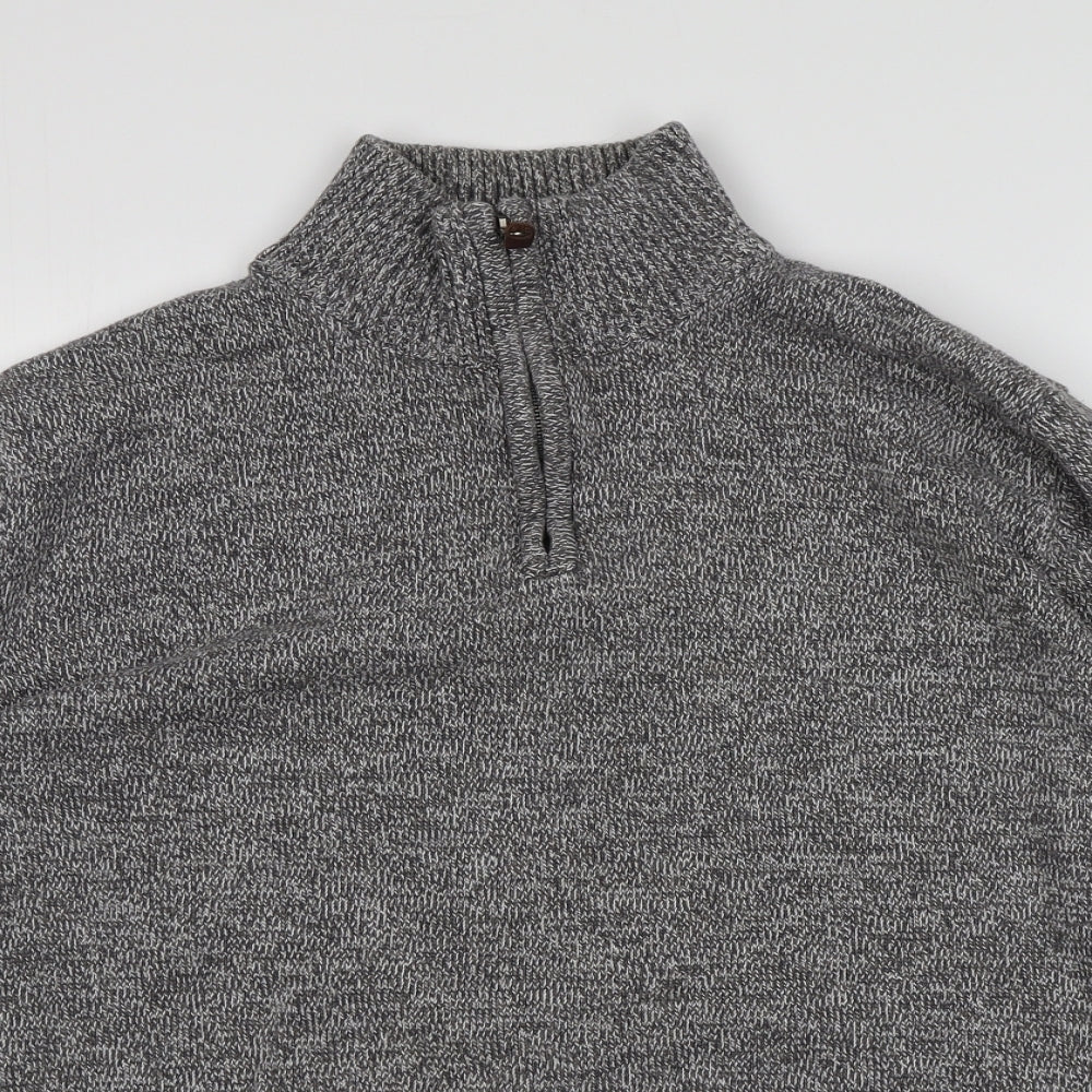TU Mens Grey High Neck  Cotton Pullover Jumper