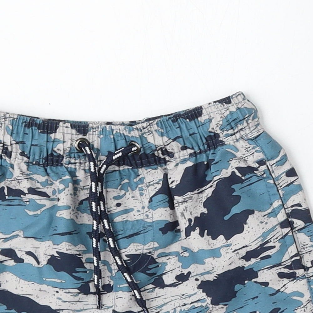 NEXT Boys Blue Camouflage Polyester Cropped Trousers Size 9-12 Months  Tie