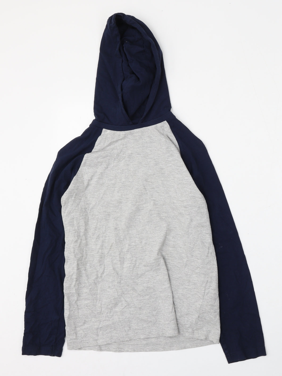 Marks and Spencer Boys Grey  Cotton Pullover Hoodie Size 10-11 Years