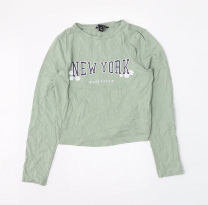 915 Generation Girls Green  Cotton Basic T-Shirt Size M Round Neck