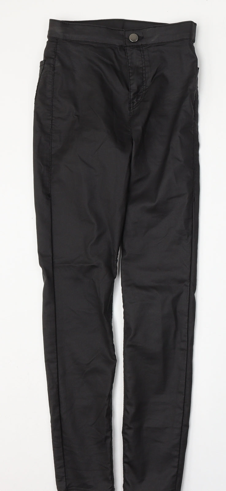 Topshop Womens Black  Polyurethane Skinny Jeans Size 25 L28 in Regular Button