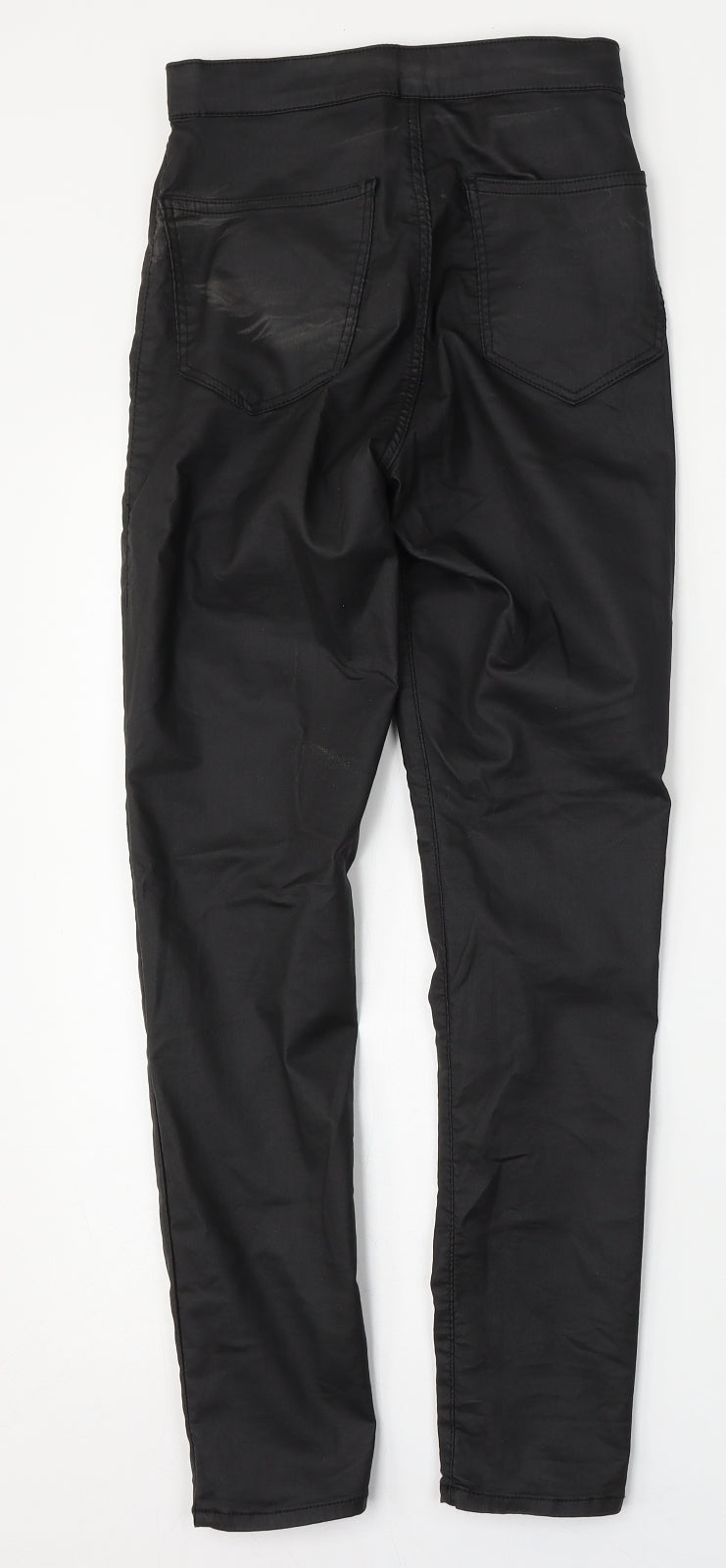 Topshop Womens Black  Polyurethane Skinny Jeans Size 25 L28 in Regular Button