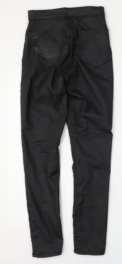 Topshop Womens Black  Polyurethane Skinny Jeans Size 25 L28 in Regular Button