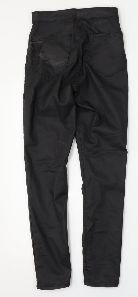 Topshop Womens Black  Polyurethane Skinny Jeans Size 25 L28 in Regular Button
