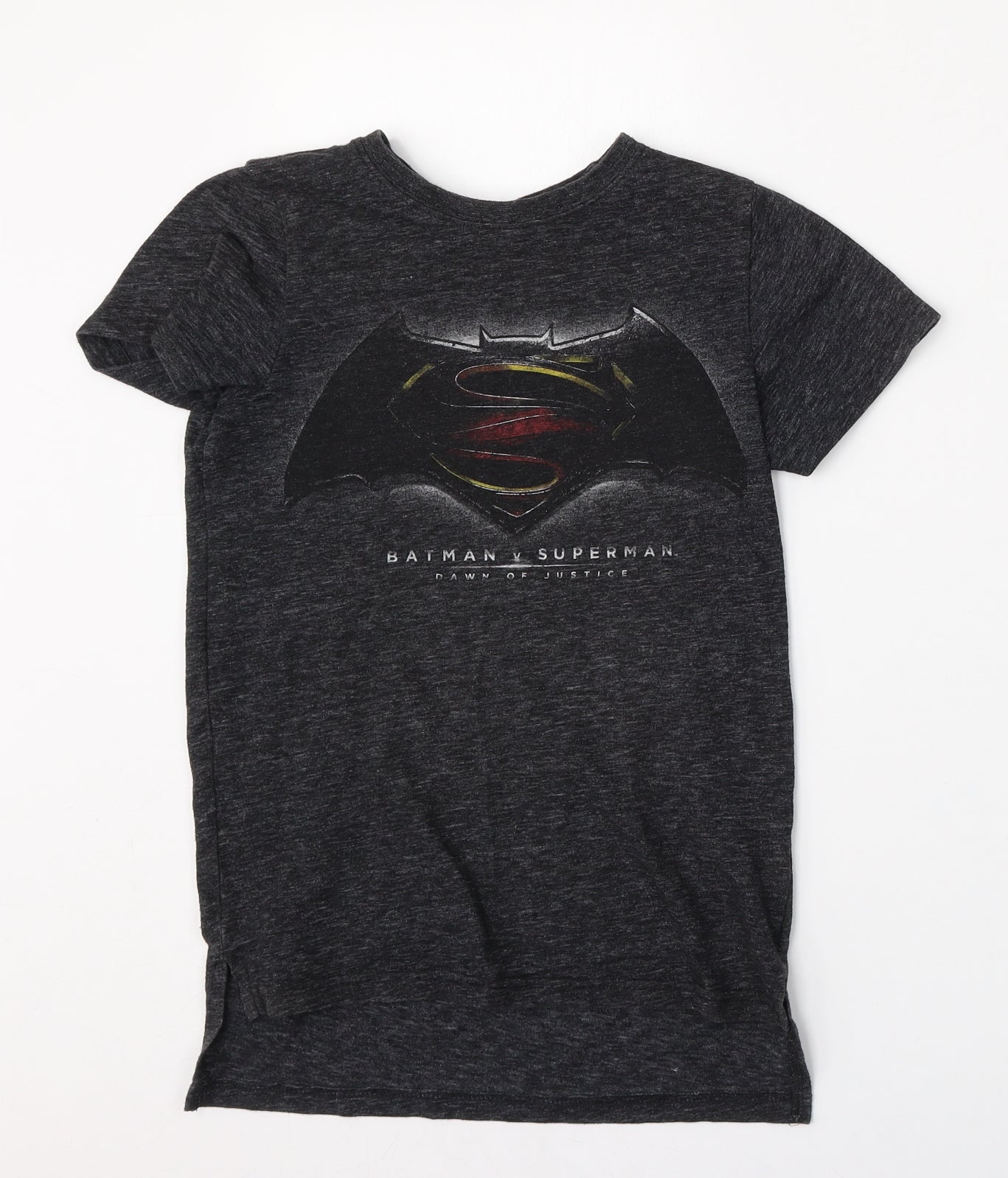 NEXT Boys Grey  Cotton Basic T-Shirt Size 8 Years Round Neck  - Batman, Superman