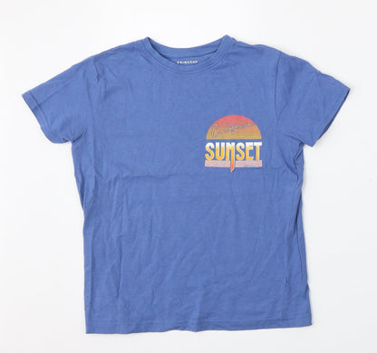 Primark Boys Blue  Polyester Basic T-Shirt Size 8-9 Years Round Neck