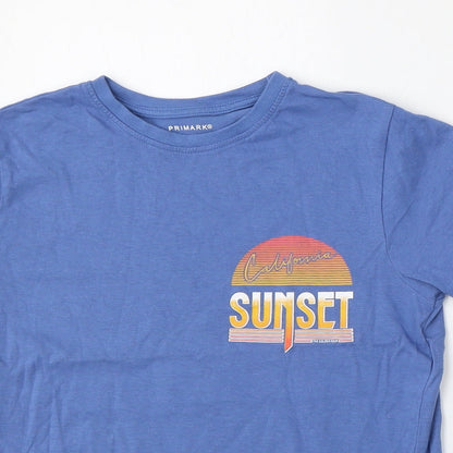 Primark Boys Blue  Polyester Basic T-Shirt Size 8-9 Years Round Neck