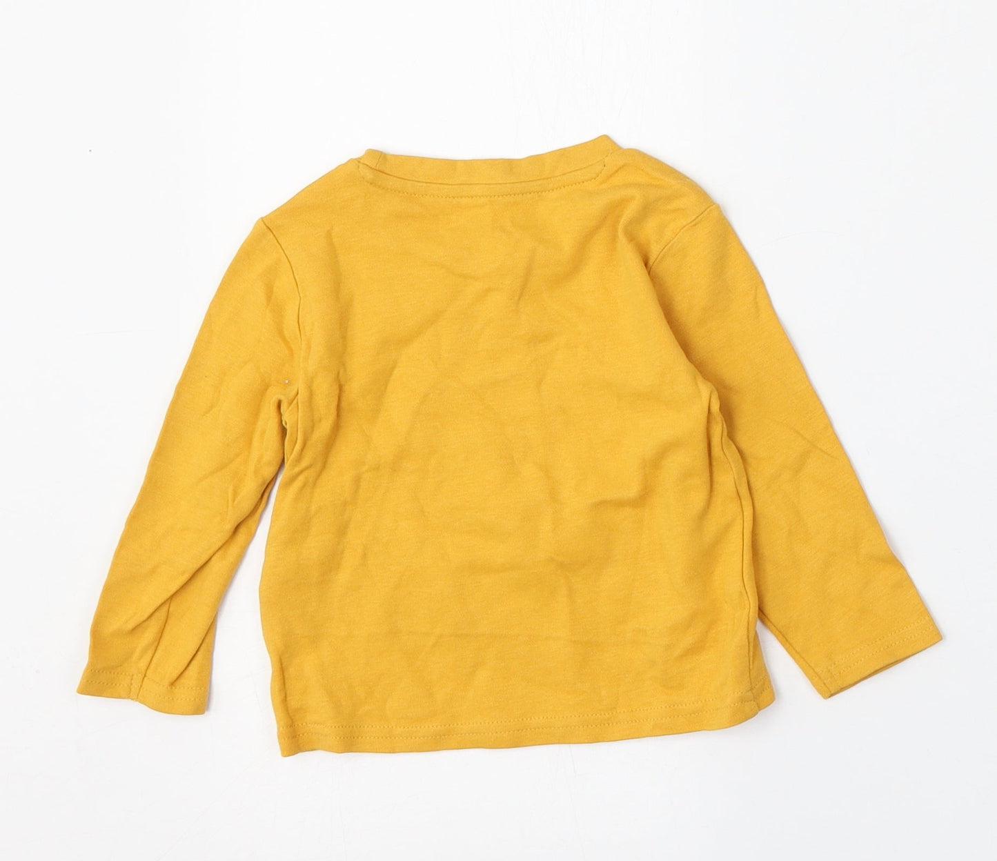 Primark Boys Yellow  Cotton Basic T-Shirt Size 12-18 Months Round Neck