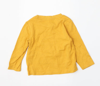 Primark Boys Yellow  Cotton Basic T-Shirt Size 12-18 Months Round Neck