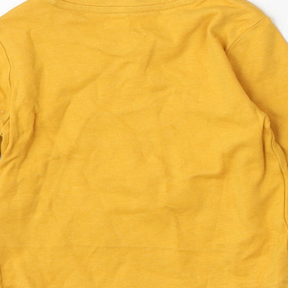 Primark Boys Yellow  Cotton Basic T-Shirt Size 12-18 Months Round Neck