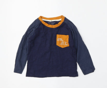 Primark Boys Blue  Cotton Basic T-Shirt Size 12-18 Months Round Neck