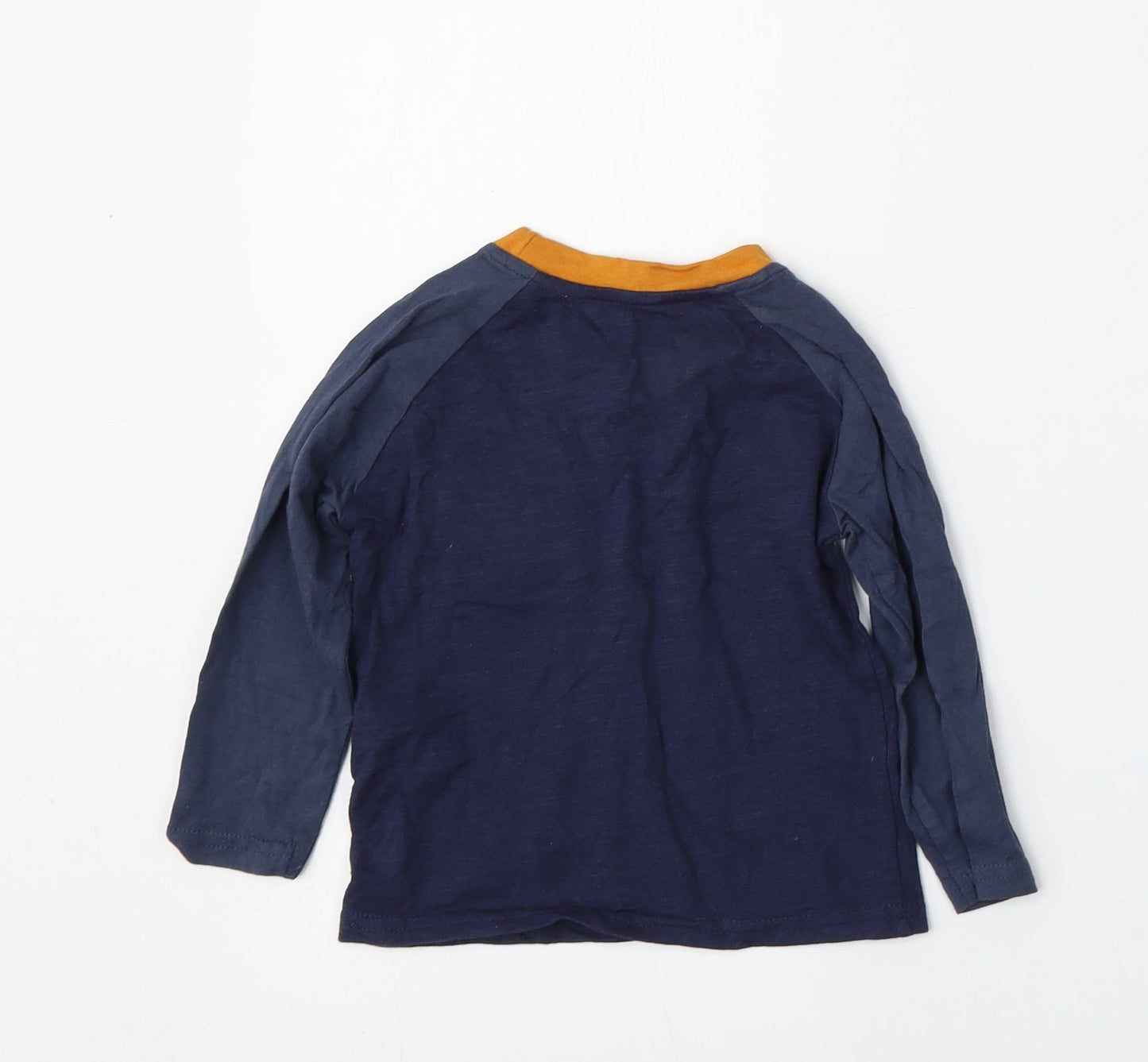 Primark Boys Blue  Cotton Basic T-Shirt Size 12-18 Months Round Neck