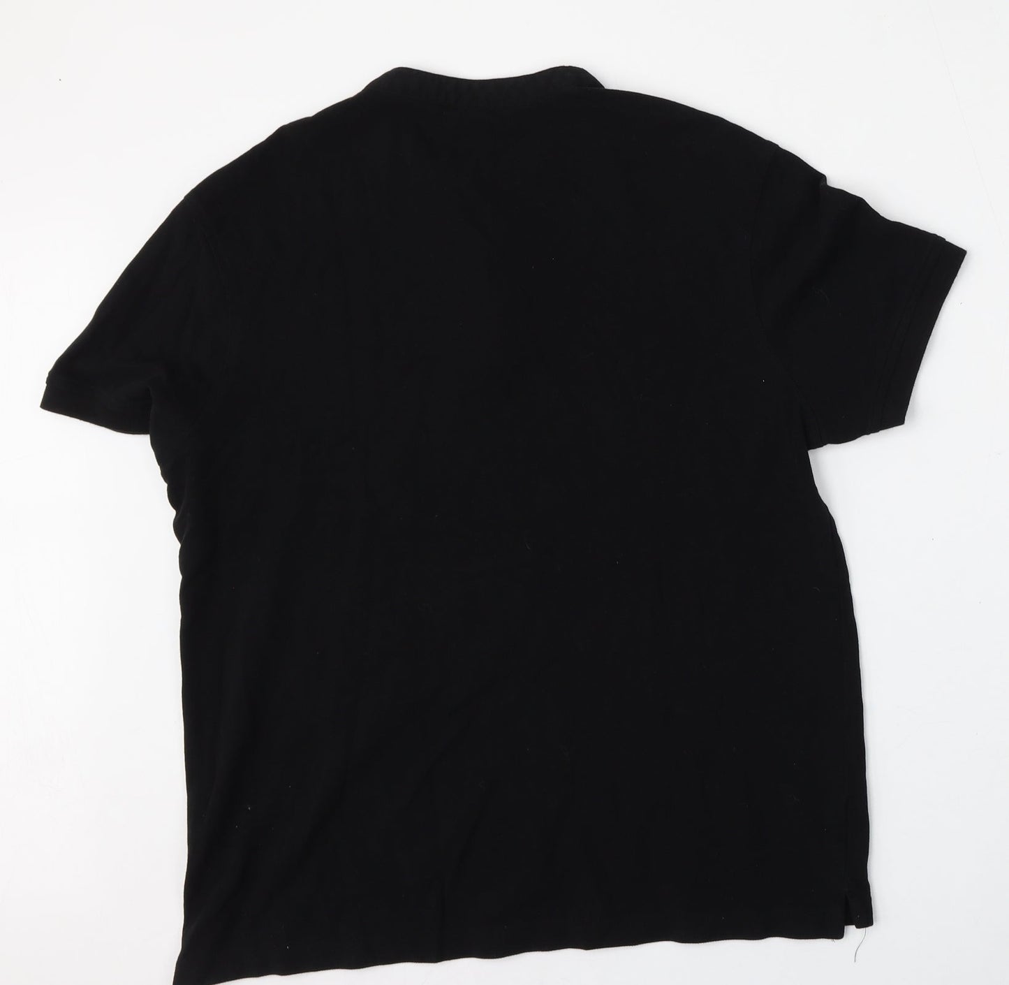 Lefties Mens Black  Cotton  Polo Size L Round Neck Button