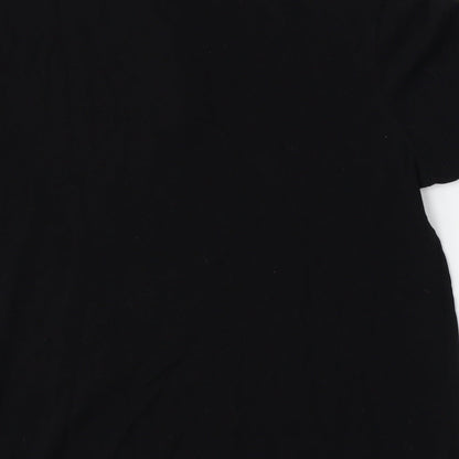 Lefties Mens Black  Cotton  Polo Size L Round Neck Button