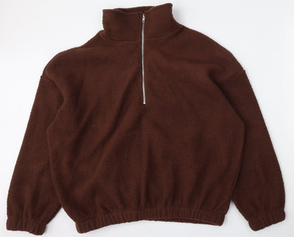 SheIn Womens Brown  Polyester Pullover Sweatshirt Size M  Zip