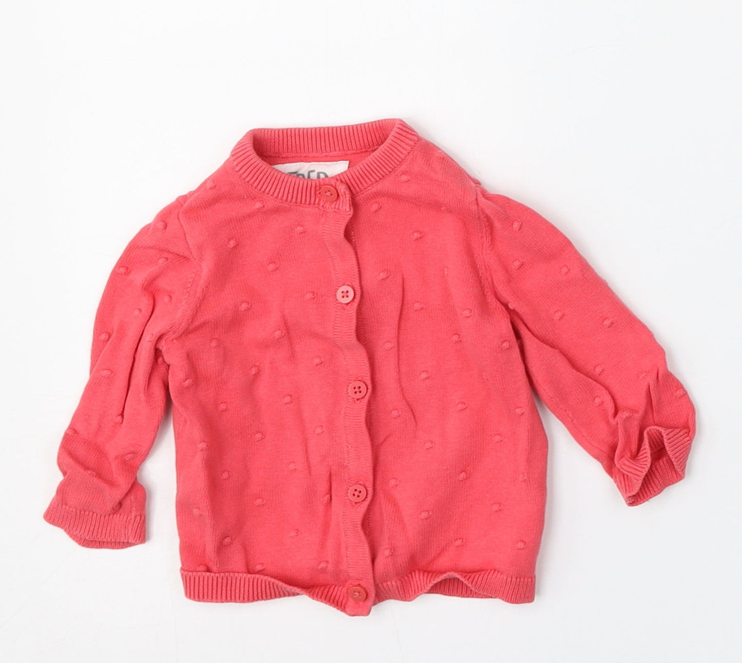 F&F Girls Pink  Cotton Cardigan Jumper Size 0-3 Months