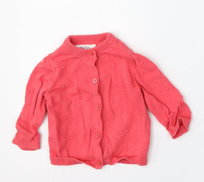 F&F Girls Pink  Cotton Cardigan Jumper Size 0-3 Months
