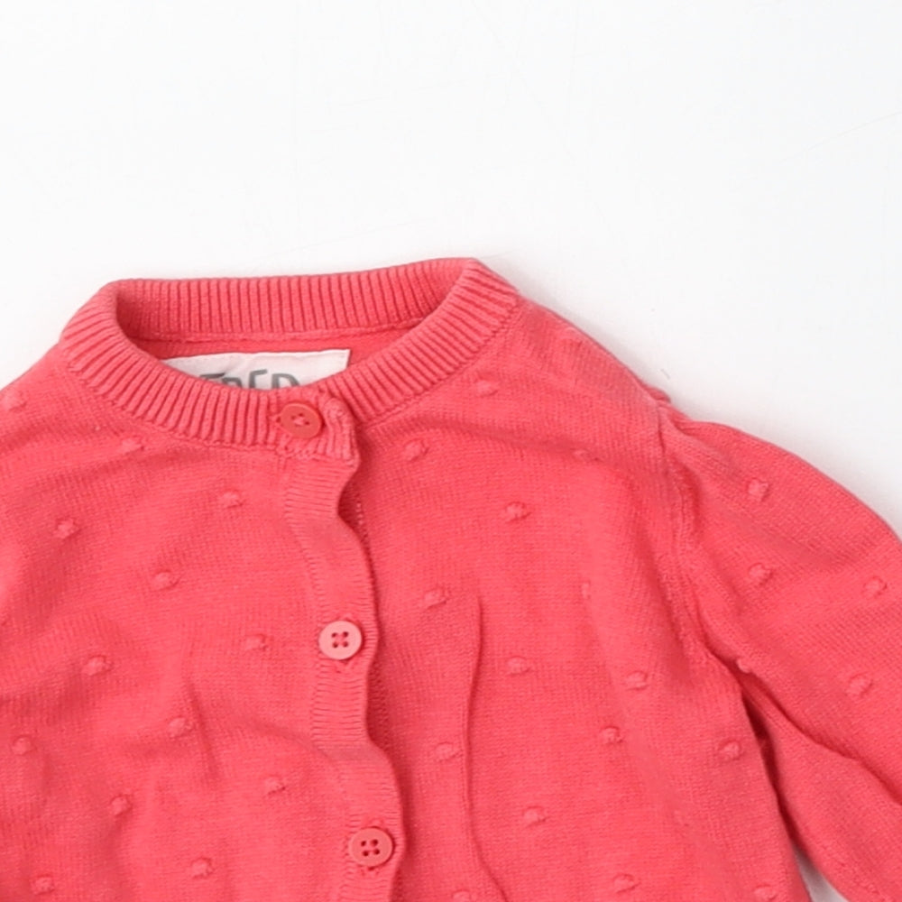 F&F Girls Pink  Cotton Cardigan Jumper Size 0-3 Months