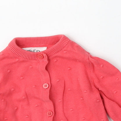 F&F Girls Pink  Cotton Cardigan Jumper Size 0-3 Months