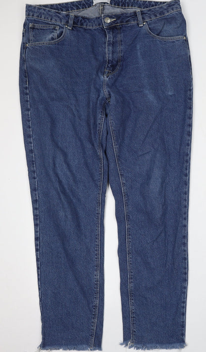 ASOS Womens Blue  Cotton Cropped Jeans Size 40 in L30 in Regular Button
