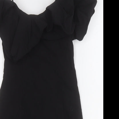 Stradivarius Womens Black  Cotton A-Line  Size S  Round Neck