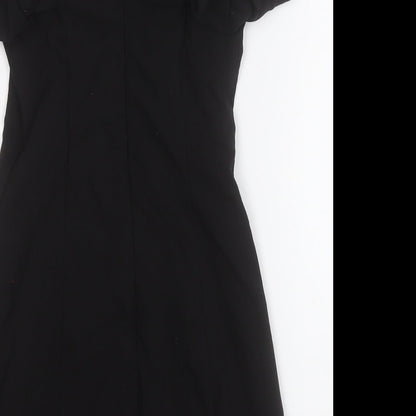 Stradivarius Womens Black  Cotton A-Line  Size S  Round Neck