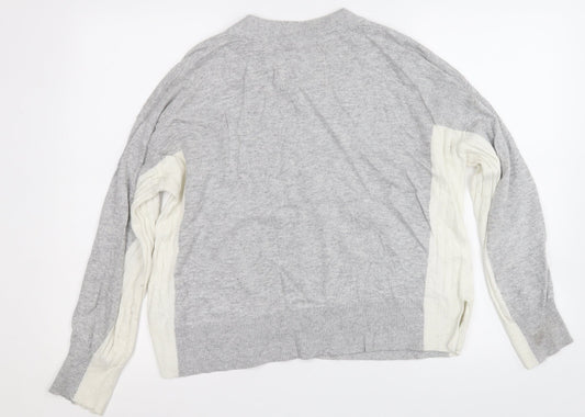 Jack Wills Womens Grey Round Neck  Viscose Pullover Jumper Size 10
