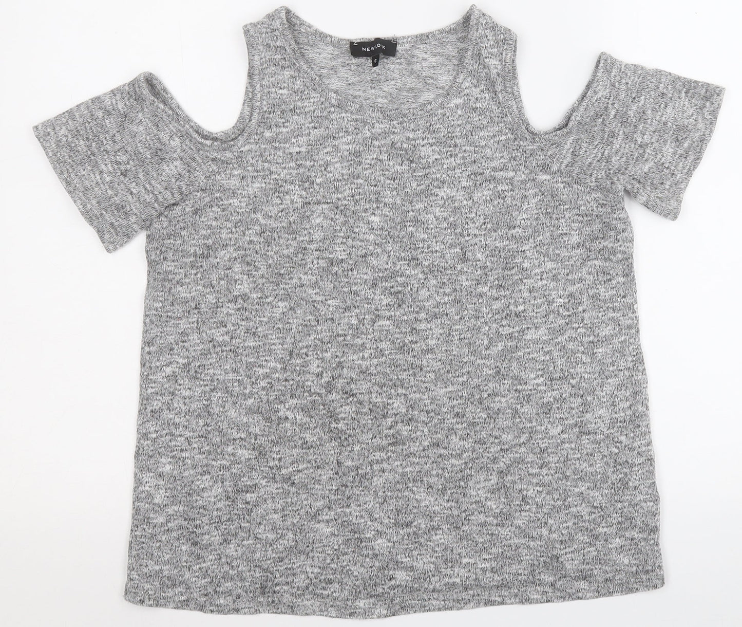 Womens UK Size 6 New Look Grey Basic T-Shirt