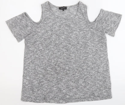 Womens UK Size 6 New Look Grey Basic T-Shirt