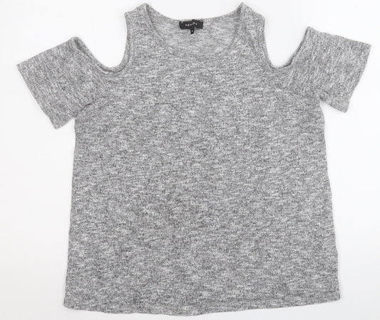 Womens UK Size 6 New Look Grey Basic T-Shirt