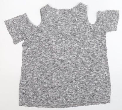 Womens UK Size 6 New Look Grey Basic T-Shirt