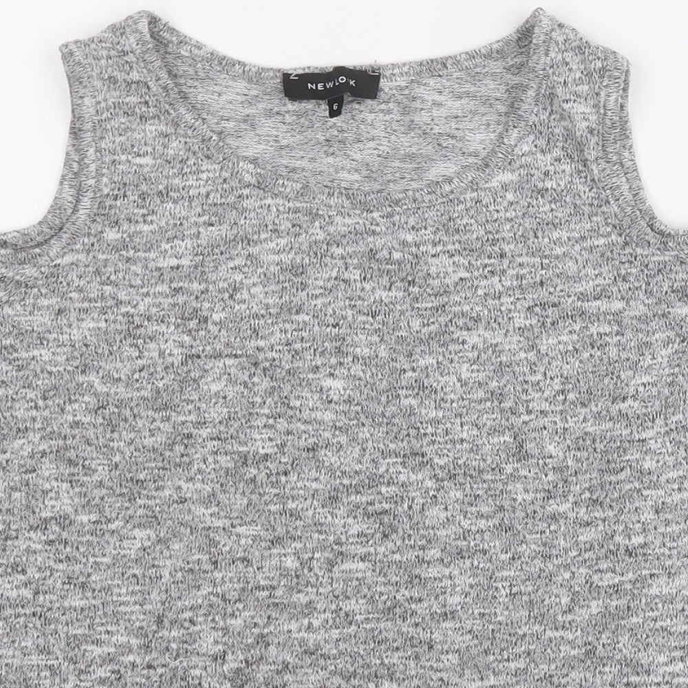 Womens UK Size 6 New Look Grey Basic T-Shirt