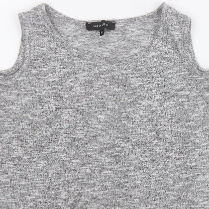 Womens UK Size 6 New Look Grey Basic T-Shirt
