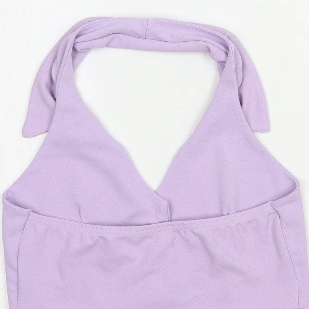 Womens UK Size 4 Missguided Purple Cropped Tank
