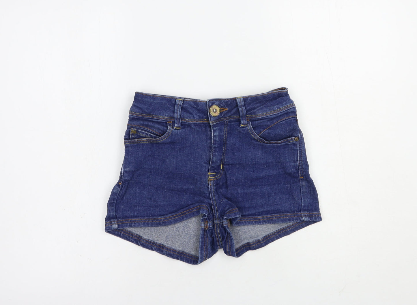 Pull & Bear Womens Blue  Cotton Hot Pants Shorts Size 8 L3 in Regular Button